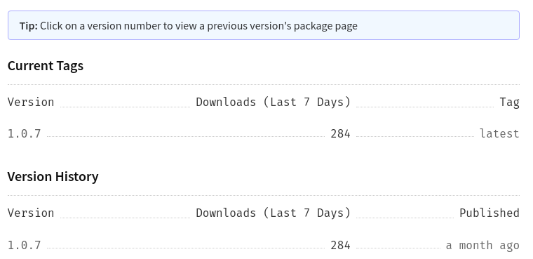 npm-versions