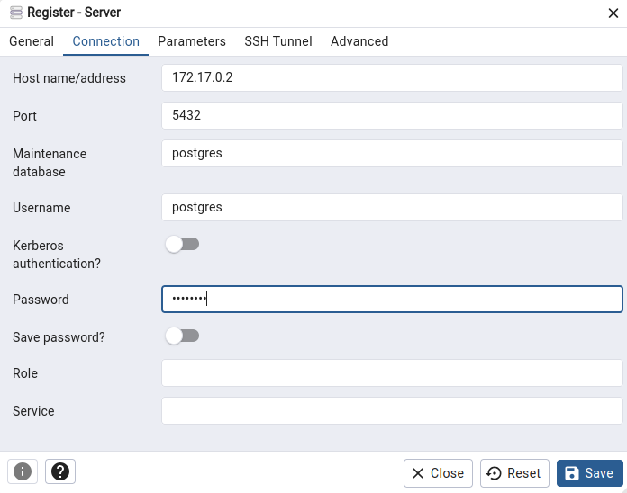 pgadmin-register-server-connection